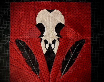 FPP - Crow Skull and Feathers Quilt Block