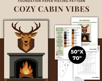 FPP - "Cozy Cabin Vibes" - Mounted Deer Quilt - Foundation Paper Piece Pattern