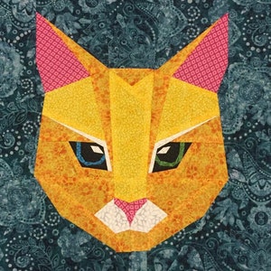 FPP Cat Face Quilt Block image 1