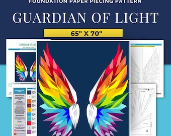 FPP - Guardian of Light - Rainbow Angel Wings - Foundation Paper Piece Pattern