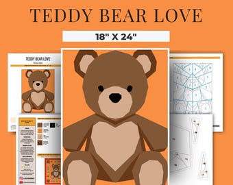 FPP - Teddy Bear Love Quilt Block - Foundation Paper Pieced Pattern