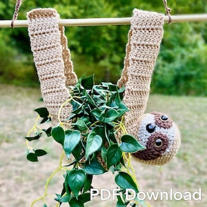 Sloth Hanging Plant Holder - Crochet Pattern