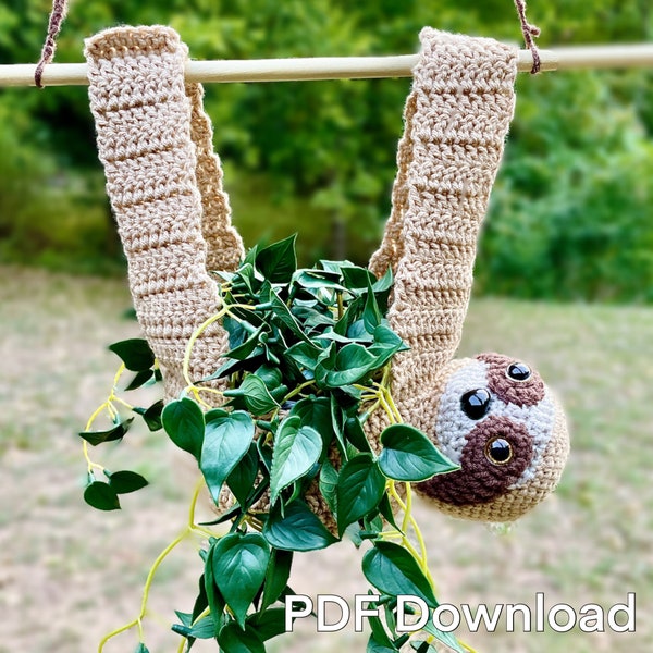 Sloth Hanging Plant Holder - Crochet Pattern