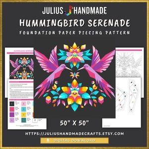 FPP - Hummingbird Serenade - Hummingbirds Quilt Block - Foundation Paper Piece Pattern