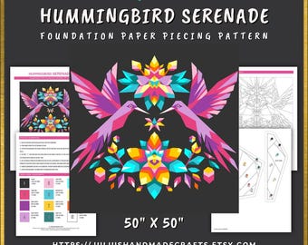 FPP - Hummingbird Serenade - Hummingbirds Quilt Block - Foundation Paper Piece Pattern