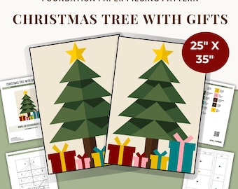 FPP - "Christmas Tree with Gifts" - 2 for 1 - Foundation Paper Piece Pattern