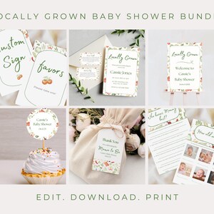 Lokal gewachsenes Babyparty-Bundle - Bearbeitbare Vorlagen in Canva