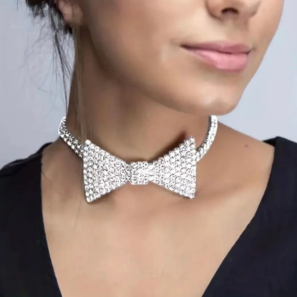 Rhinestone Jewelry Necklace Bow Tie Elegant Fancy Jewelry