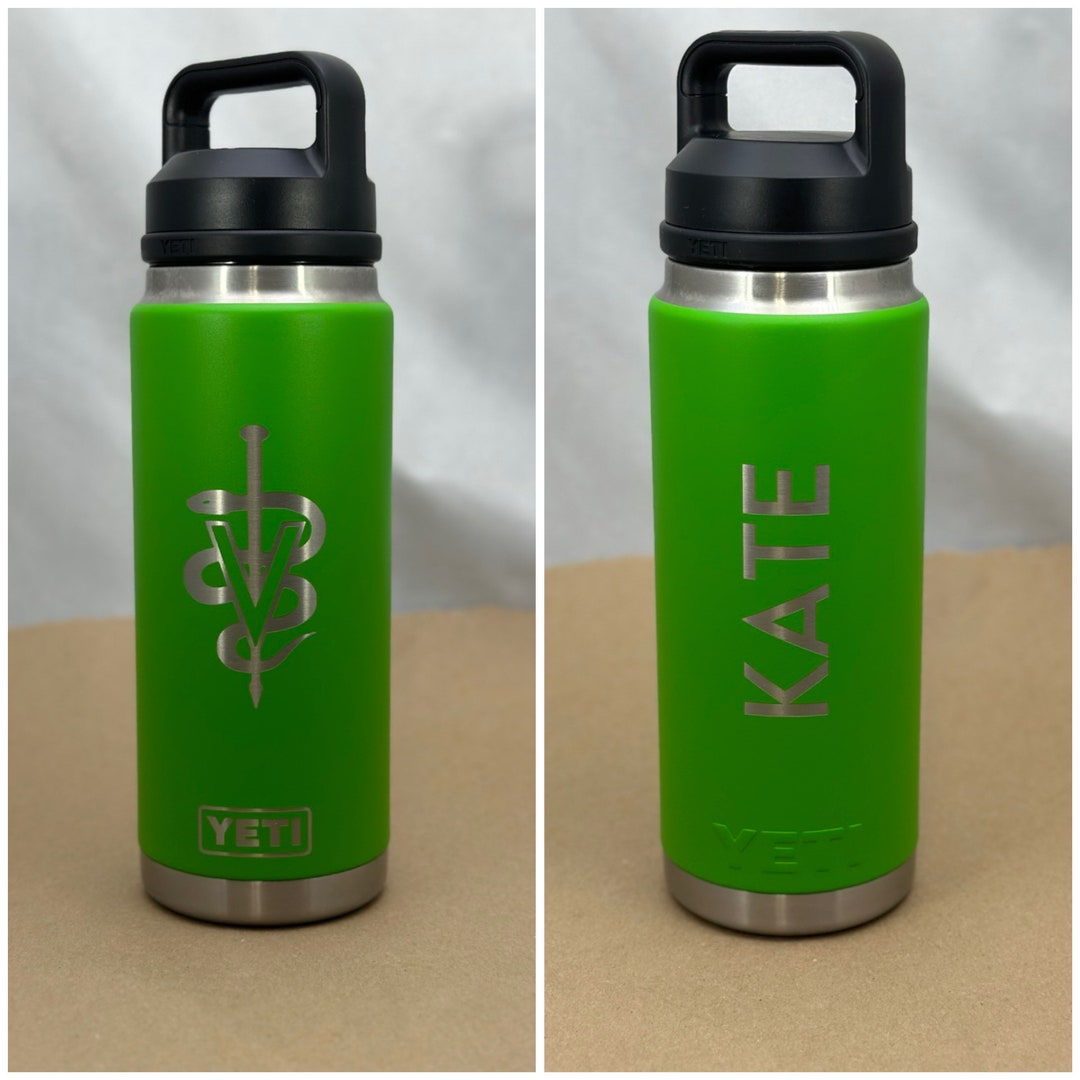 REAL YETI 36 Oz. Laser Engraved Northwoods Green Yeti Rambler Bottle With  Chug Cap Personalized Vacuum Insulated YETI 