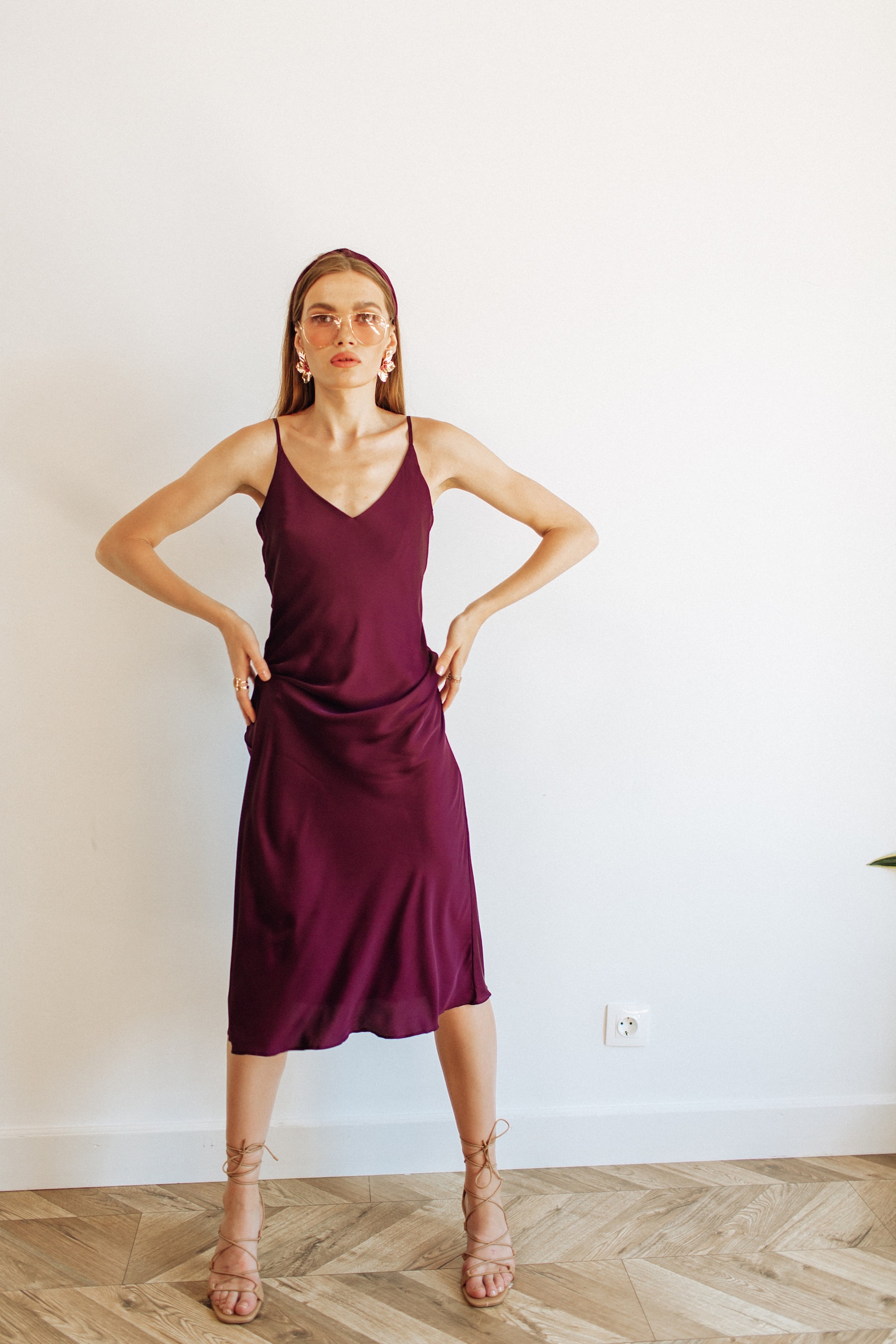 Plum Sexy Silk Slip Dress Vneck Silk slip midi dress Etsy