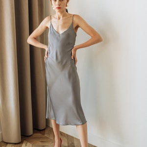 grey silk slip