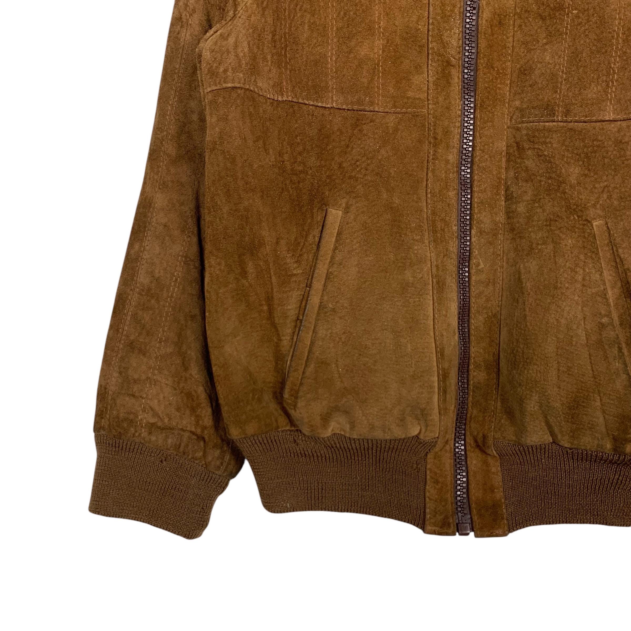 Vintage 80's Suede Leather Jacket Riri Zip Size 36 Very Rare #2409