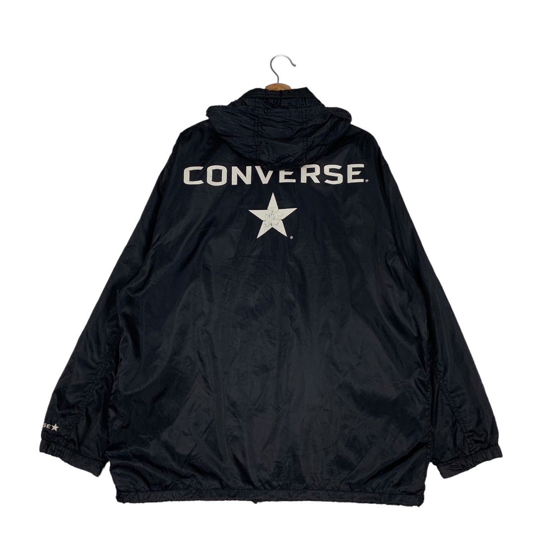 Vintage 90's CONVERSE Big Logo Hooded Coach Jacket Size LL #0831