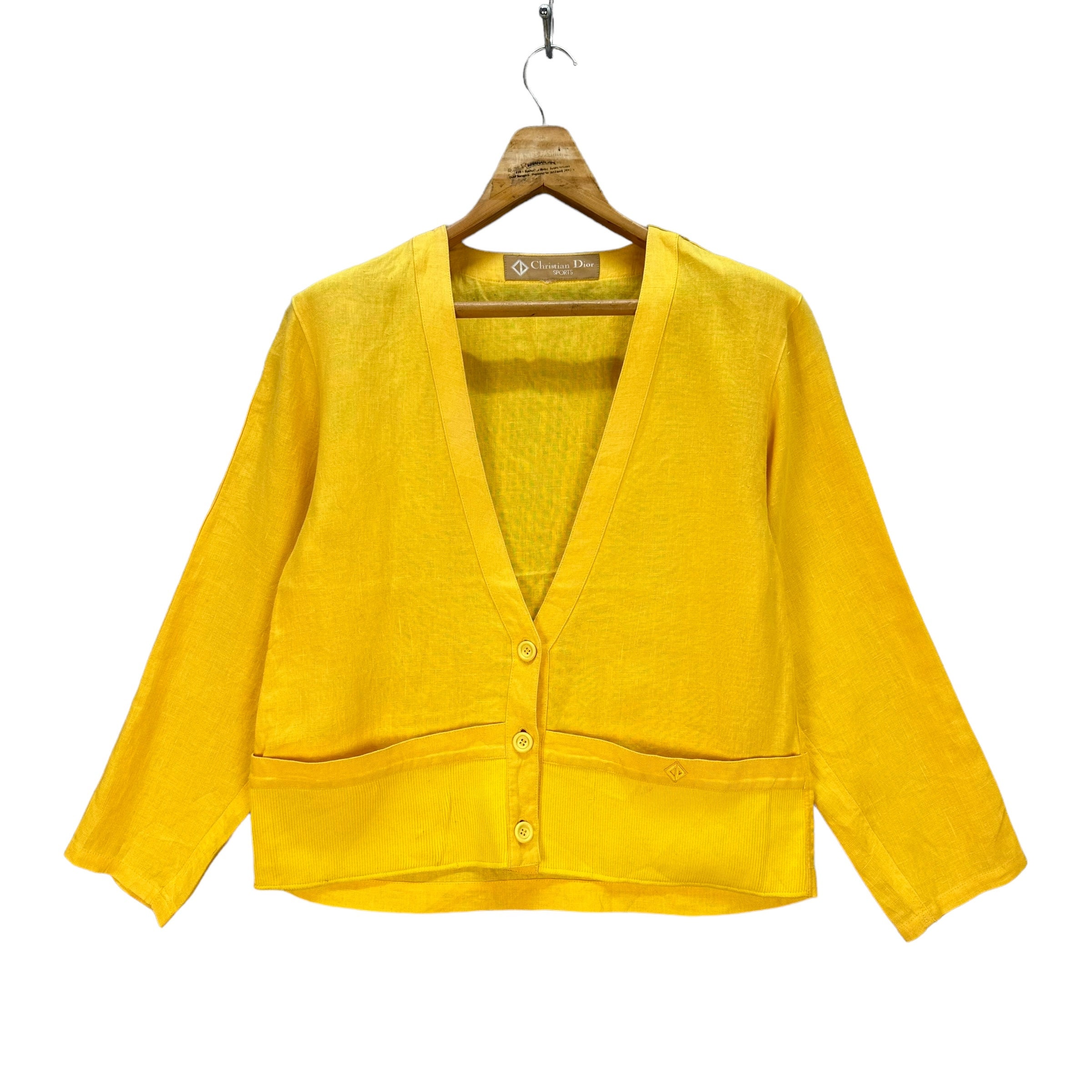 【関税&送料込】Dior Unstructured Cardigan Jacket Vintage CHIRSTIAN DIOR SPORTS Yellow Cardigan Size M