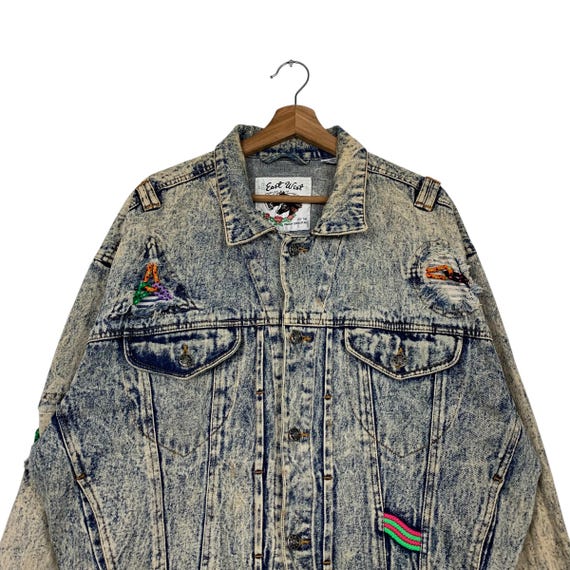 Vintage 80's EAST WEST by Panda Group Stone Wash Denim Jacket Size