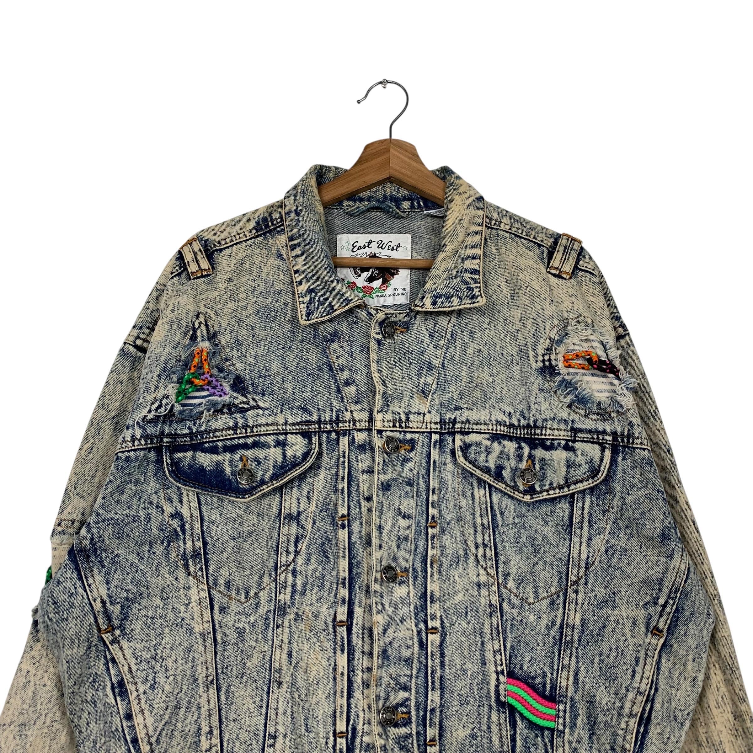 Vintage 80's EAST WEST by Panda Group Stone Wash Denim Jacket Size