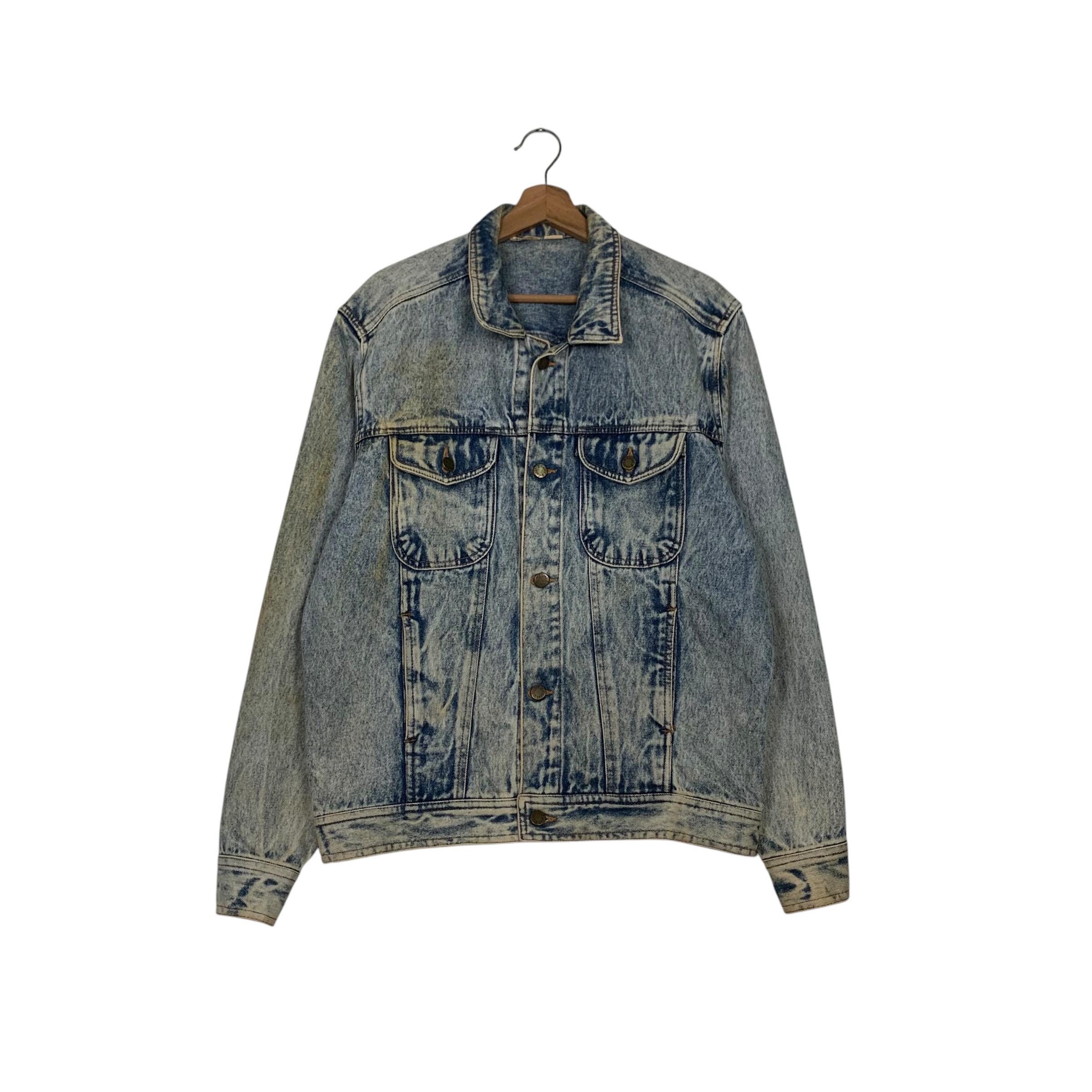 Vintage 90's MECHLIN Stone Wash Trucker Denim Jacket Size M Jeans