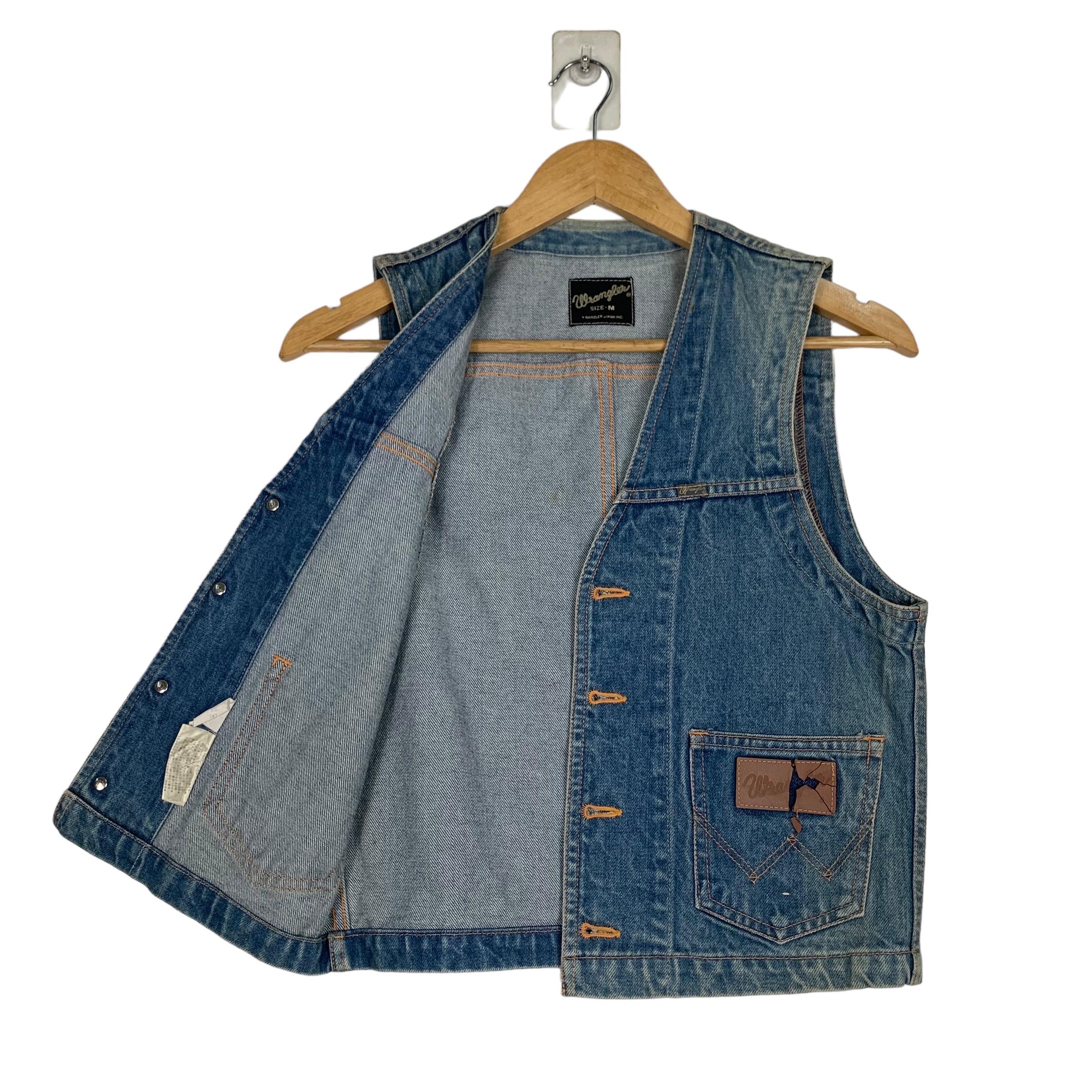 Vintage 90's WRANGLER Blue Denim Vest Men's Size M Work