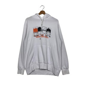 Vintage KARASUNO HIGH SCHOOL Graphics Printed Pullover White Hoodies Sweatshirt Men&#39;s Size M #1746-C77