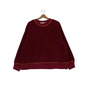 Japanese Designer J.W.Anderson Deep Pile Pullover Maroon Fleece Sweatshirt Men&#39;s Size L #1411-C64