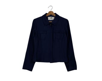 Vintage 90’s COURREGES Navy Blue Wool Jacket Size 11AR #2347-C105