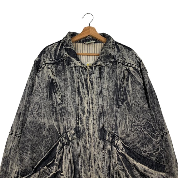 Vintage 80's URBAN EQUIPMENT Stone Wash Black Denim Jacket Men's