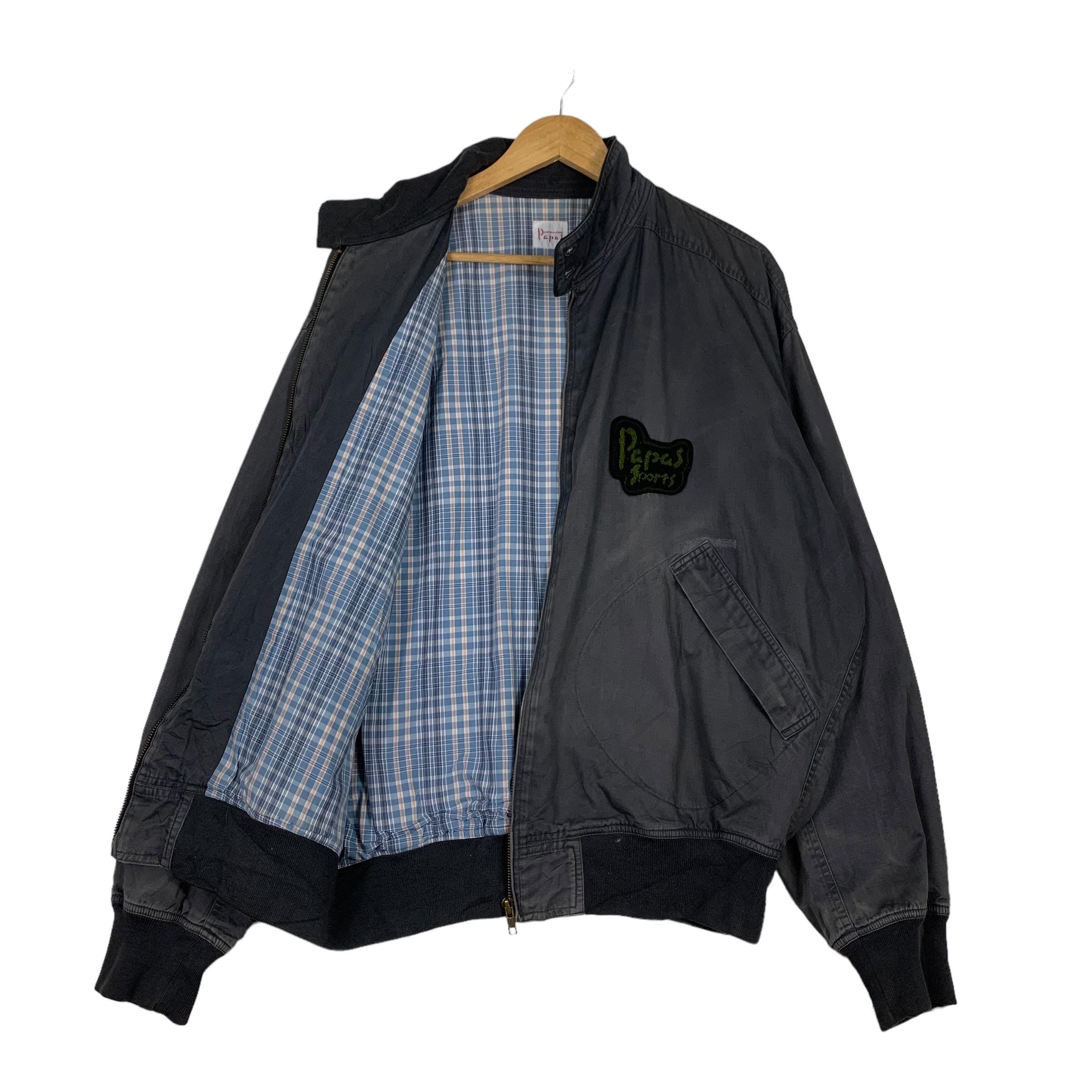 Vintage PAPAS SPORTS Gray Bomber Jacket Men's Size L Japanese