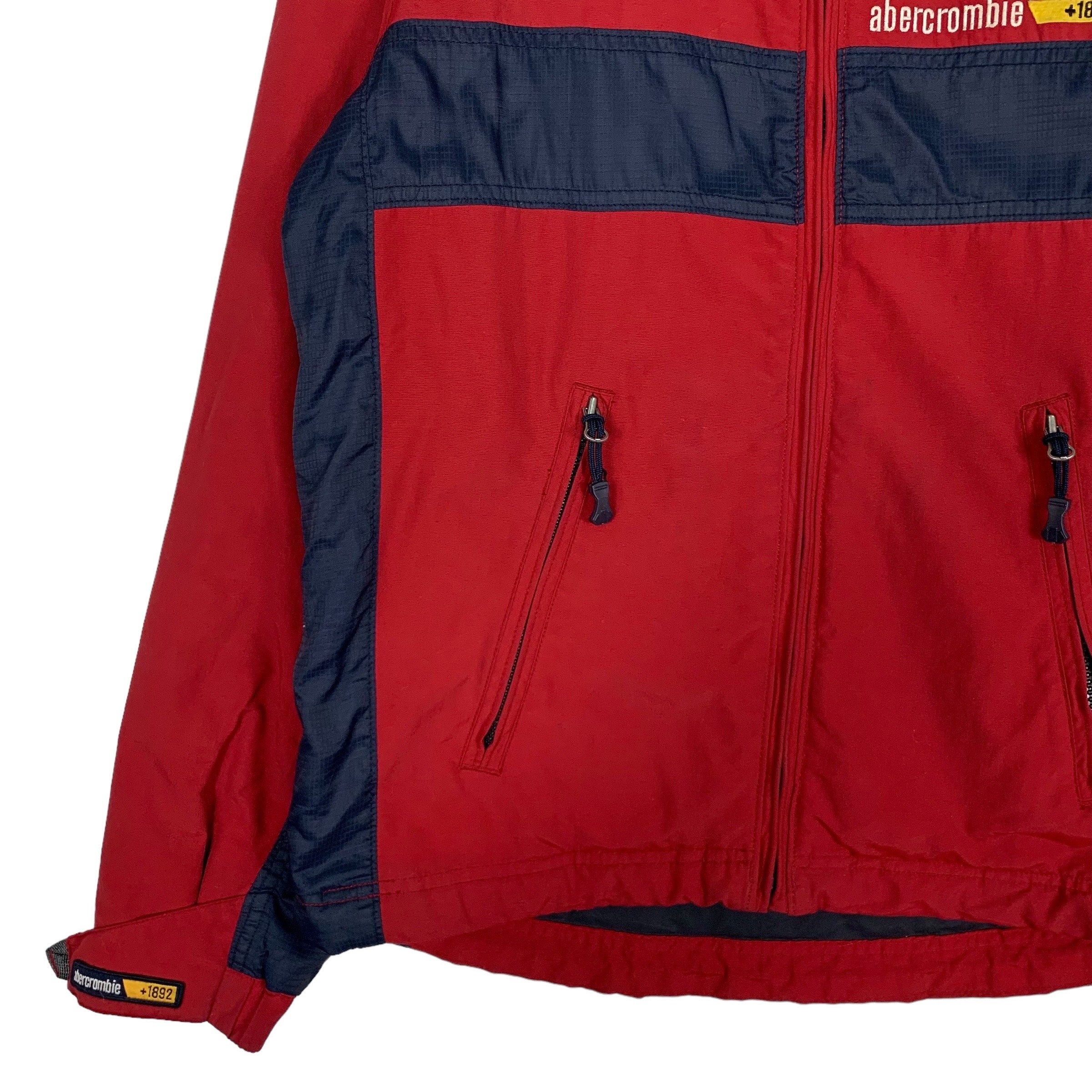 Abercrombie 赤 ナイロンジャケット フード付き ABERCROMBIE & FITCH PUFFER JACKET COAT RED WOMENS SIZE