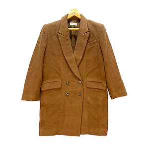 Vintage FARAH Double Breasted Wool Overcoat Jacket Size 9A2 / Designer Luxury Long Coat #8582-015