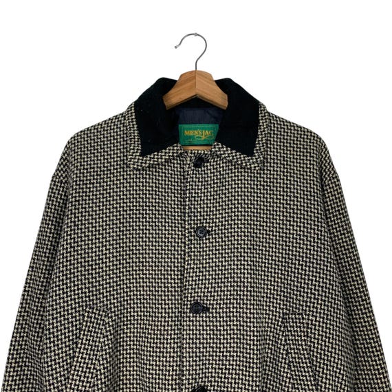 Vintage 90's MEN'S JAC Houndstooth Pattern Button Collared