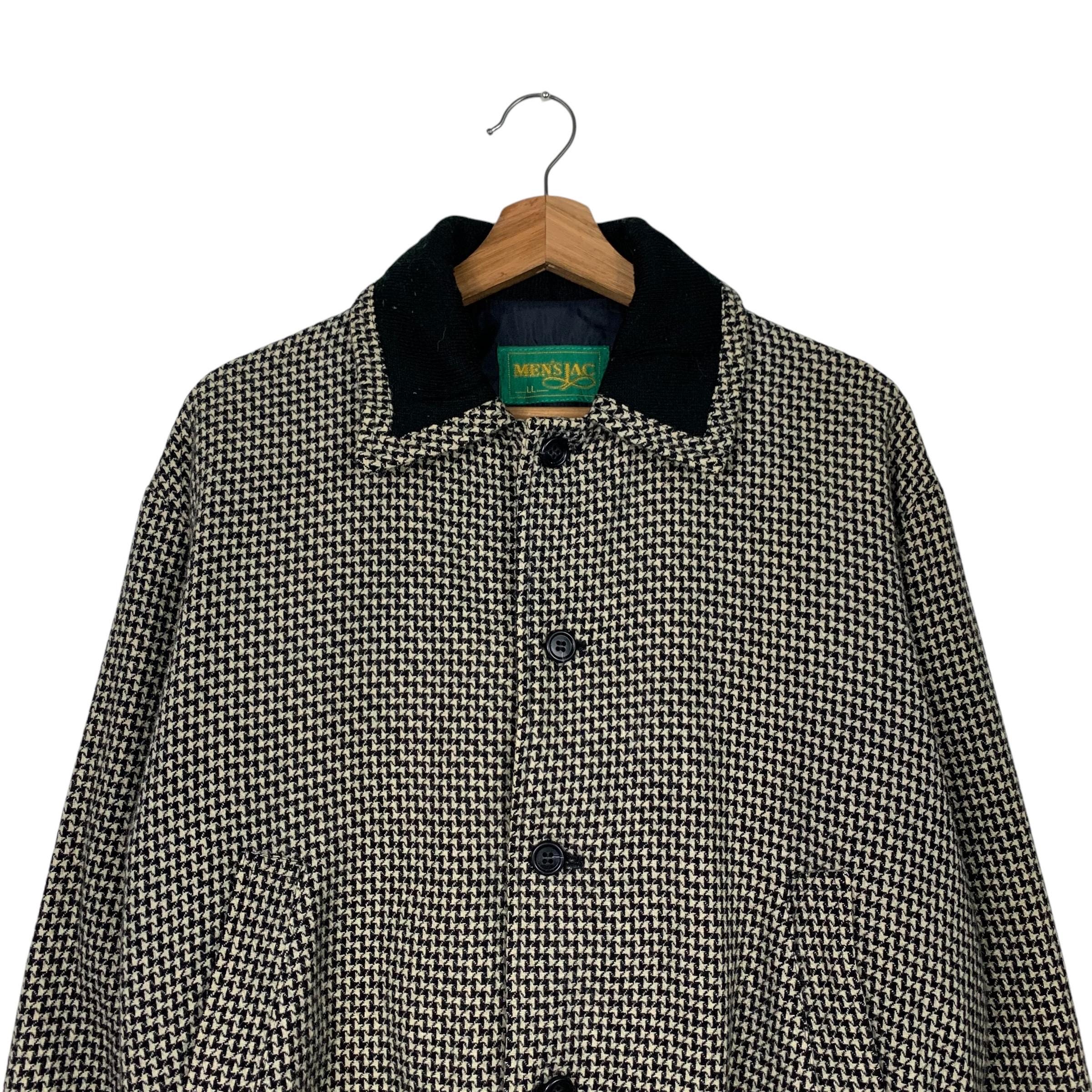 ジャケット・アウター Houndstooth Raglan Jacket Vintage 90's MEN'S JAC Houndstooth Pattern Button Collared