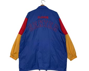 Vintage 90's CENTER CLEASE To Act Big Logo Colorblock Coach Jacket Size L #2469-C111