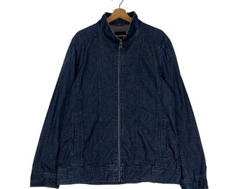 Vintage Japanese Brand Mossimo Blue Jean Jacket Denim Jacket Size XL Casual Jacket Japan Designer Jacket Worker Jacket #0887-C40