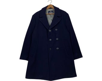 Vintage 80’s WOOLRICH Made in Usa Double Breasted Wool Coat Size M Classic Traditional Fashion #2324-C104