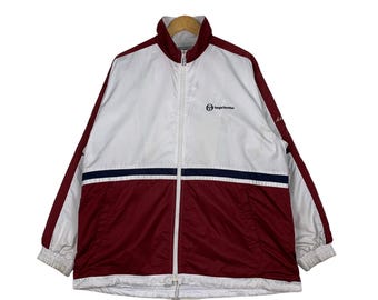 Vintage SERGIO TACCHINI Embroidery Small Logo Red White Colorblock Light Jacket Men's Size L Windbreaker Jacket Sportswear Jacket #1013-C45