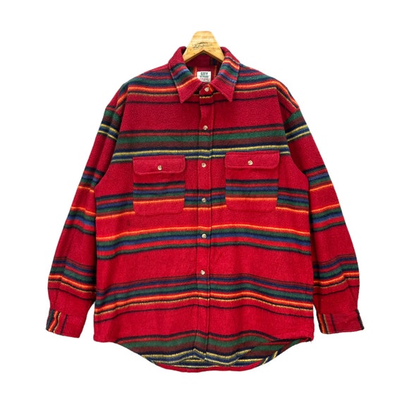 Vintage Japanesed Brand CITY OFFROAD Striped Red … - image 1