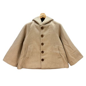 Vintage NE-NET by Tsumori Chisato / Issey Miyake Wool Cropped Hoodie Coat Jacket Size 2 / Designer Avant Garde #8587-016