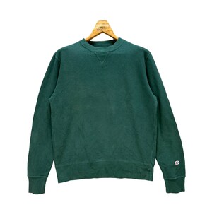Sweat-shirts vintage Champion avec petit logo verts Taille L Pullover Pull Sportswear Streetwear #9125-59