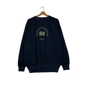 Vintage GIANNI VALENTINO sweat-shirt ras du cou avec grand logo pour hommes taille L tenue décontractée pull pull pull #1365-C62