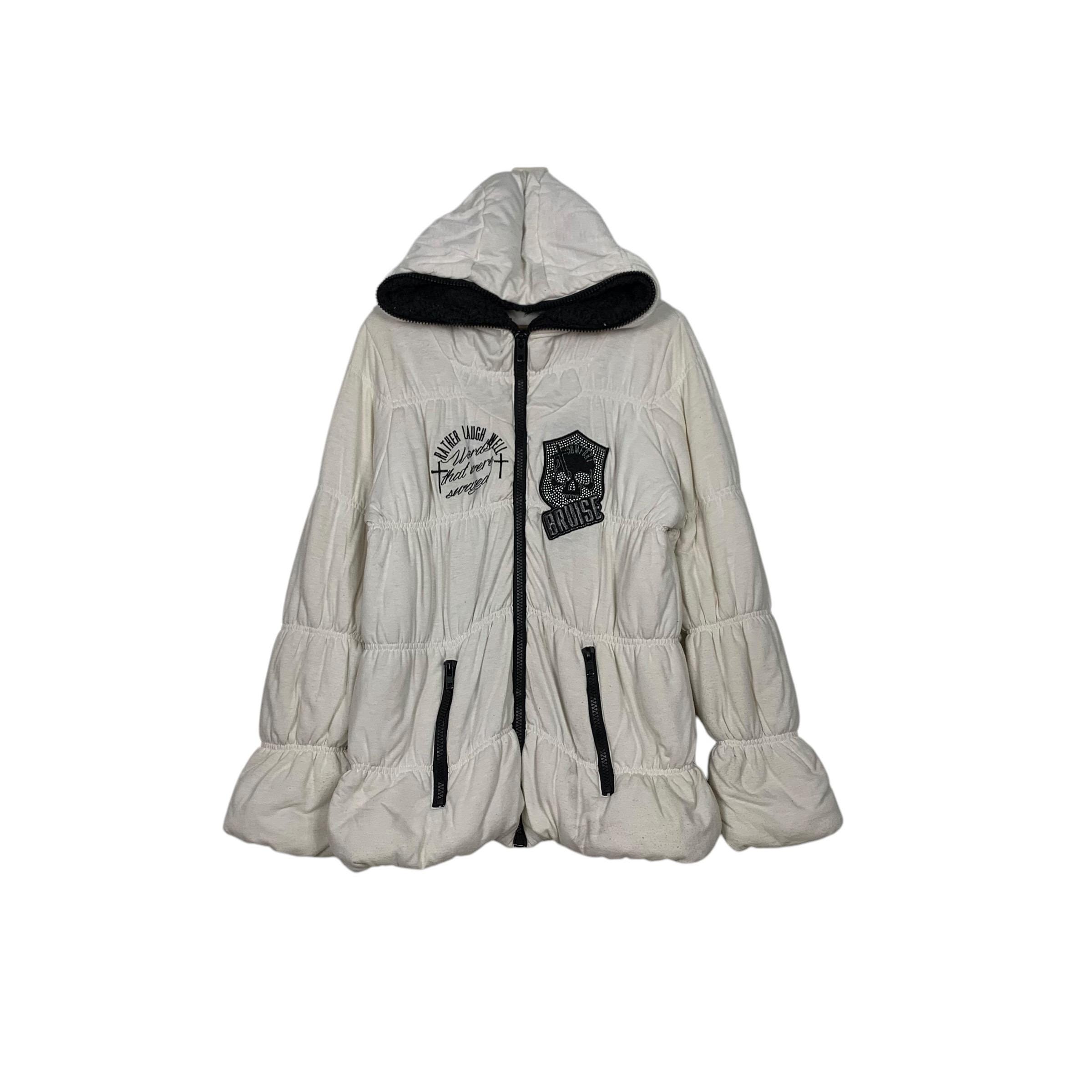 GHOST of HARLEM White Puffer Hoodie Jacket Women's Free Size Punk