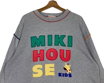 Vintage 90's MIKIHOUSE Big Logo Pullover Sweater Sweatshirts Size
