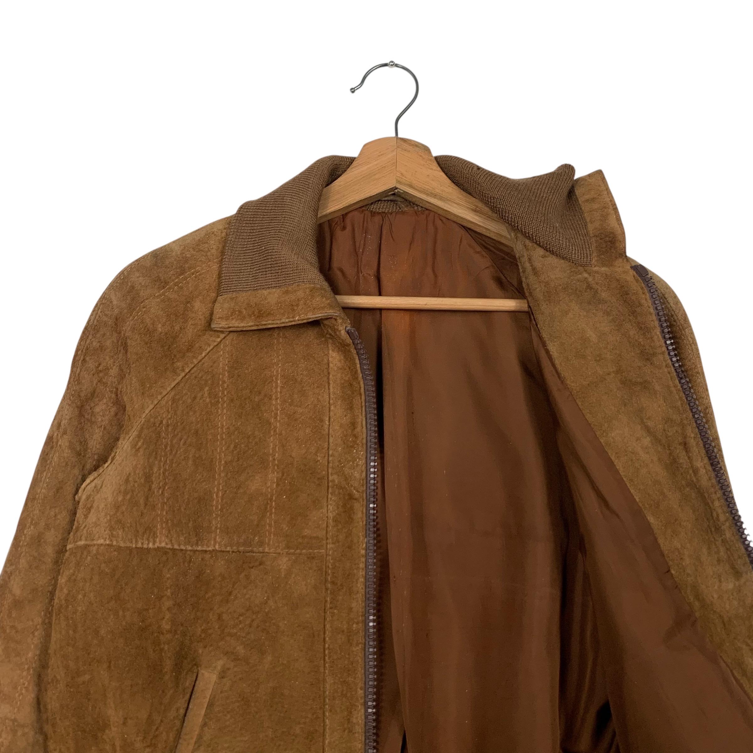 Vintage 80's Suede Leather Jacket Riri Zip Size 36 Very Rare #2409