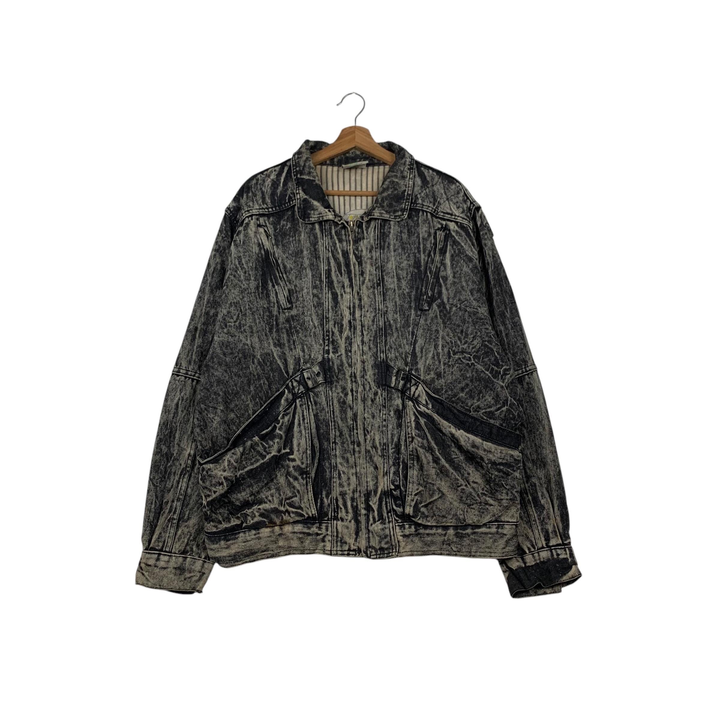 Vintage 80's URBAN EQUIPMENT Stone Wash Black Denim Jacket Men's