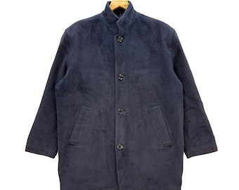 Vintage Christian Dior Navy Wool Coat – Double Breasted Gold
