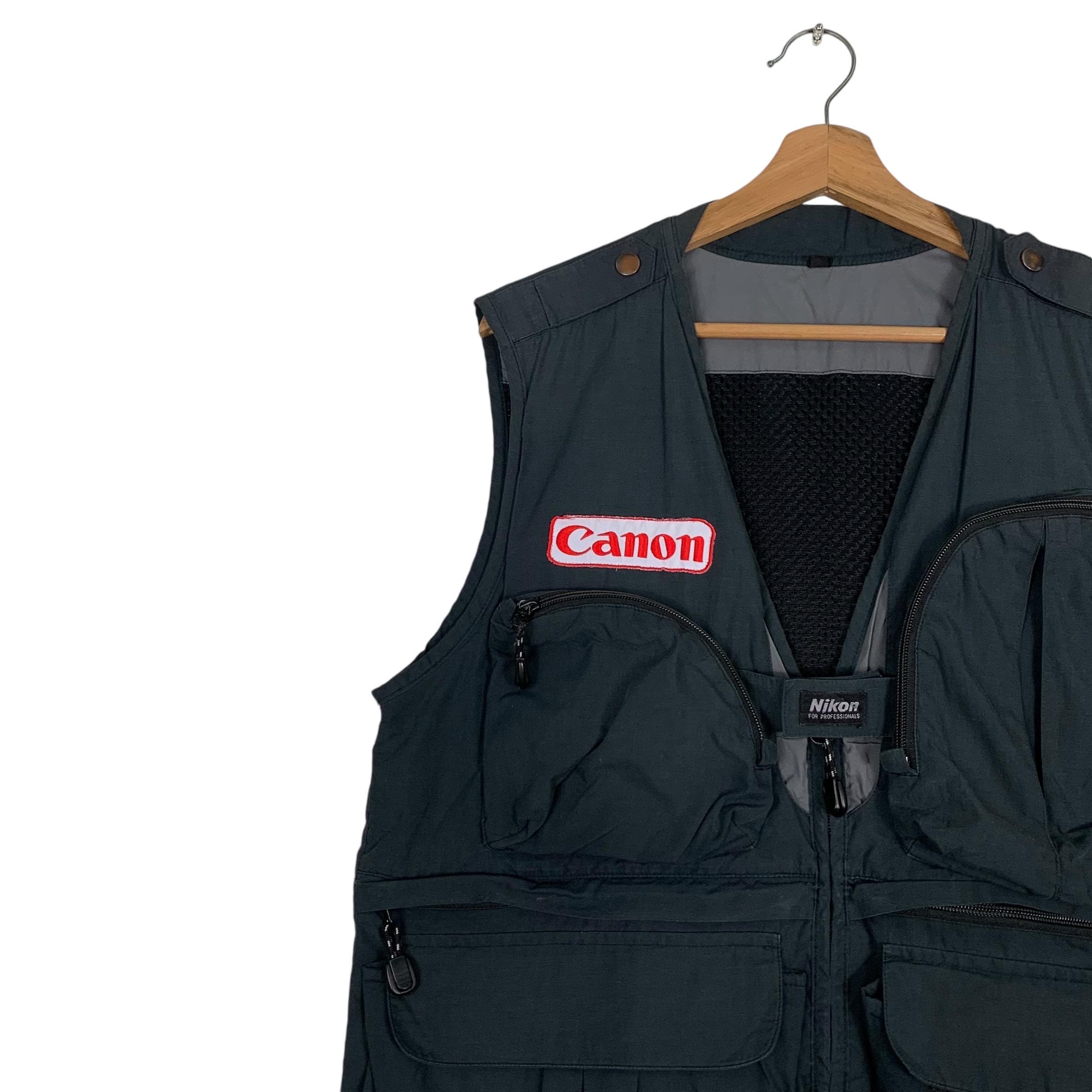 Vintage Nikon Vest Canon Patches Logo Men's Size M Casual Outfits