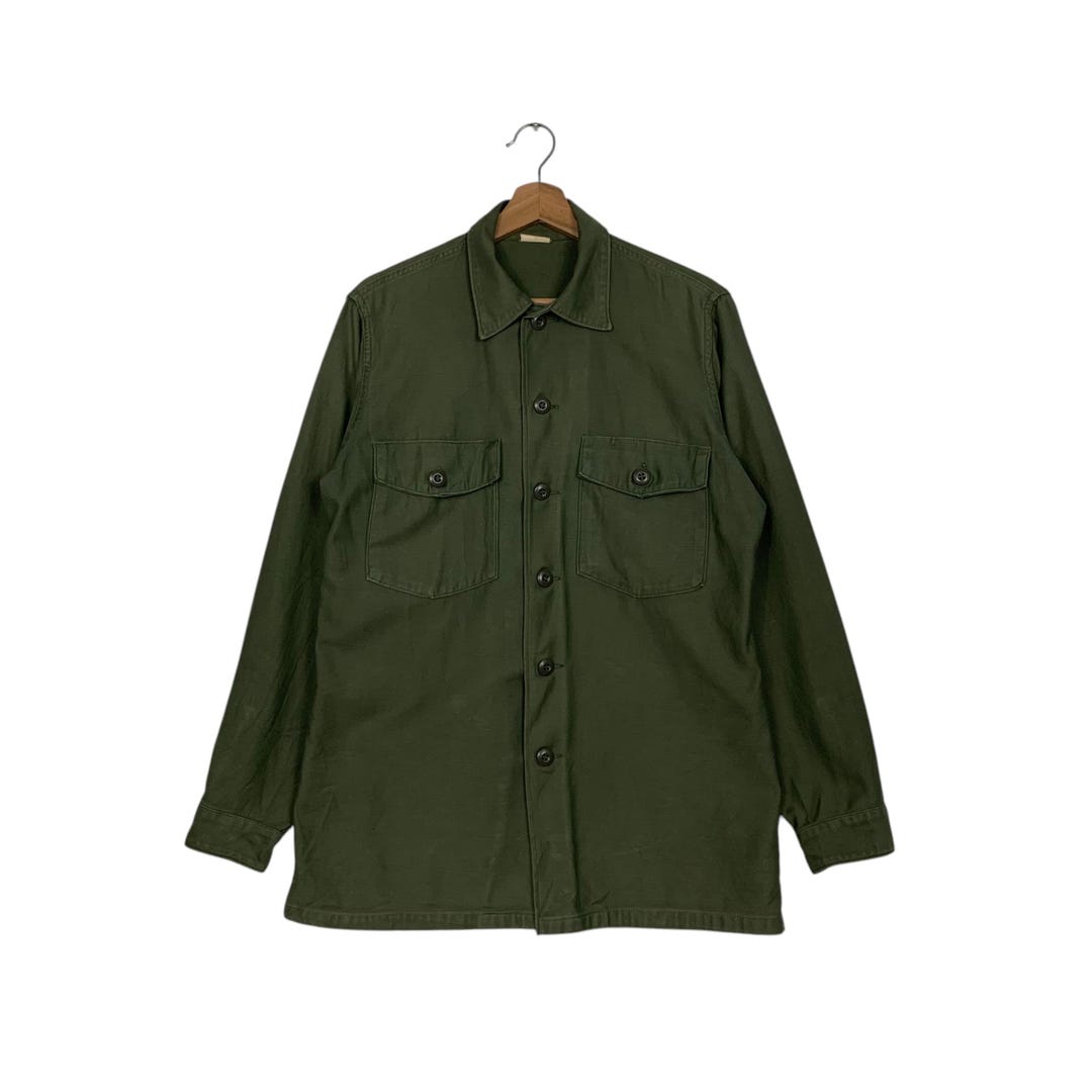 Vintage 1960s US ARMY OG-107 Cotton Sateen Field Utility Shirt