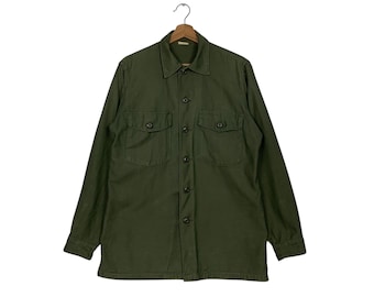 Vintage 1960s US ARMY OG-107 Cotton Sateen Field Utility Shirt