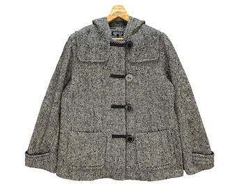 SONIA RYKIEL Herringbone Design Duffle Coat Hooded Jacket Designer Jacket Winter Jacket #8381-006