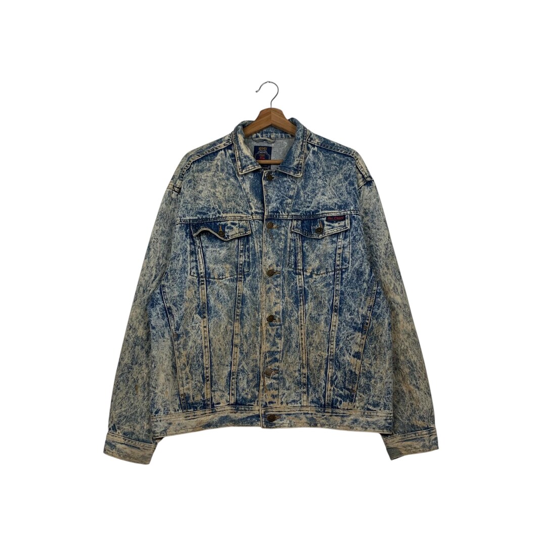 Vintage 80's NEW ORLEANS Stone Wash Blue Denim Jacket Men's Free