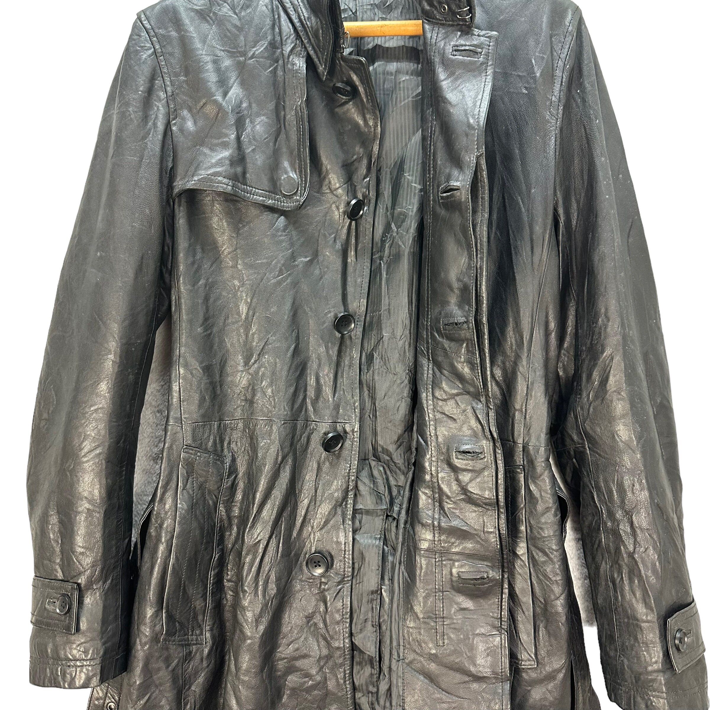 Vintage TORNADO MART Avant Garde Polyester Leather Overcoat Vintage TORNADO MART Avant Garde Polyester Leather Overcoat
